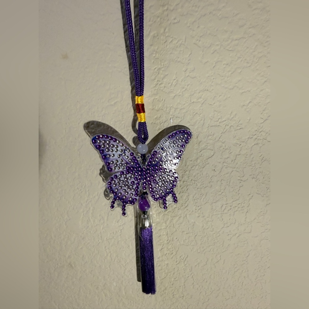 Multi Beaded Butterfly Hanging Ornament/Car Tassel/Wind Chime - Picture 11 of 12